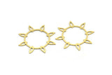 Brass Flower Charm, 12 Raw Brass Flower Charms, Charm Pendants (33x31x0.60mm) A3957