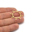 Brass Flower Charm, 12 Raw Brass Flower Charms, Charm Pendants (33x31x0.60mm) A3957