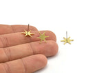Brass Star Earring, 10 Raw Brass Star Shaped Stud Earrings (14x12x1mm) A3724