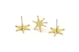 Brass Star Earring, 10 Raw Brass Star Shaped Stud Earrings (14x12x1mm) A3724
