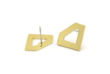 Brass Diamond Earring, 8 Raw Brass Diamond Shaped Stud Earrings (13x18x1mm) A3743