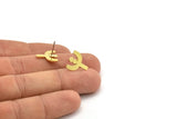 Küpe Çivisi, 10 Ham Pirinç - Etnik Motif Şekilli Çivili Küpeler - Pirinç Küpeler - Küpeler (14x13x1mm) A3728