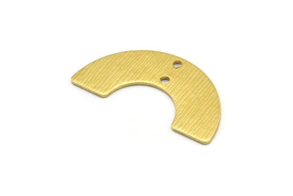 Pirinç Geometrik Charm, 2 Delikli 8 Dokulu Ham Pirinç Yarım Daire Charm, Bağlantı Parçaları (30x8x0,80 mm) A3717