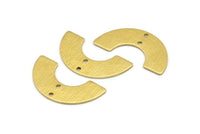 Pirinç Geometrik Charm, 2 Delikli 8 Dokulu Ham Pirinç Yarım Daire Charm, Bağlantı Parçaları (30x8x0,80 mm) A3717