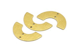 Pirinç Geometrik Charm, 2 Delikli 8 Dokulu Ham Pirinç Yarım Daire Charm, Bağlantı Parçaları (30x8x0,80 mm) A3717