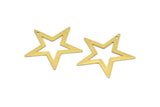Brass Star Charm, 24 Raw Brass Star Charms With 1 Hole (29x27mm) A3716