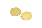 Brass Round Charm, 8 Raw Brass Round Charms With 3 Hole And 1 Loop, Pendant Charms (21x18x0.60mm) A3778