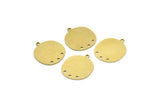 Brass Round Charm, 8 Raw Brass Round Charms With 3 Hole And 1 Loop, Pendant Charms (21x18x0.60mm) A3778