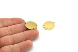 Brass Round Charm, 8 Raw Brass Round Charms With 3 Hole And 1 Loop, Pendant Charms (21x18x0.60mm) A3778