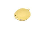 Brass Round Charm, 8 Raw Brass Round Charms With 3 Hole And 1 Loop, Pendant Charms (21x18x0.60mm) A3778