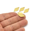 Brass Diamond Charm, 24 Raw Brass Diamond Charms With 2 Hole (21x11x0.80mm) A3680