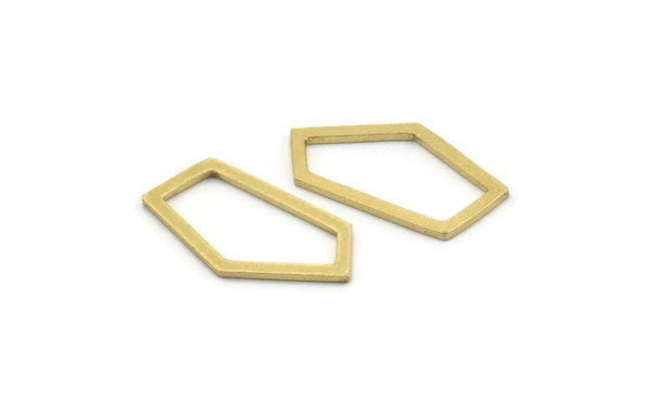 Brass Geometric Charm, 24 Raw Brass Pentagonal Charms, Earrings, Findings (23x12x1mm) A3781