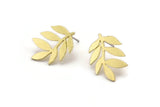 Brass Leaf Earring, 8 Raw Brass Leaf Stud Earrings, Findings (20x15x1mm) A3718