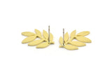 Brass Leaf Earring, 8 Raw Brass Leaf Stud Earrings, Findings (20x15x1mm) A3718