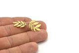 Brass Leaf Earring, 8 Raw Brass Leaf Stud Earrings, Findings (20x15x1mm) A3718