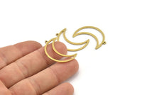 Brass Moon Charm, 12 Raw Brass Crescent Moon Charms With 1 Loop (30x10x1mm) A3772