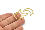 Brass Moon Charm, 12 Raw Brass Crescent Moon Charms With 1 Loop (30x10x1mm) A3772