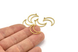 Brass Moon Charm, 48 Raw Brass Crescent Moon Charms With 1 Loop (20x6x1mm) A3770