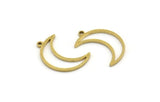 Brass Moon Charm, 48 Raw Brass Crescent Moon Charms With 1 Loop (20x6x1mm) A3770