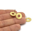 Brass Round Earring, 8 Raw Brass Round Shaped Stud Earrings (14x1mm) A3752
