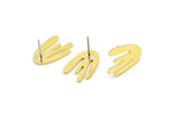 Earring Studs, 8 Raw Brass - Irregular Shaped Stud Earrings - Brass Earrings - Earrings (18x11x1mm) A3737