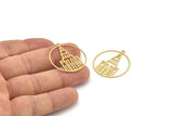Brass Tower Charm, 10 Raw Brass Towers Charms With 1 Loop, Earrings, findings (31x28x0.60mm) A3999
