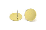 Brass Round Earring, 8 Raw Brass Round Shaped Stud Earrings (14x1mm) A2113 A3977