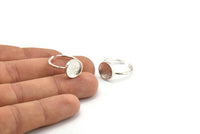 Silver Ring Settings, 925 Silver Round Shaped Ring With 1 Stone Setting - Pad Size 10mm N1767