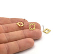 Earring Studs, 12 Raw Brass - Ethnic Motif Shaped Stud Earrings - Brass Earrings - Earrings (12x11x1mm) A3788