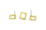 Brass Square Earring, 12 Raw Brass Square Shaped Stud Earrings (12x9x1mm) A3794