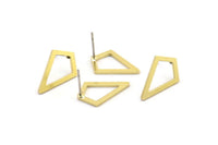 Brass Diamond Earring, 8 Raw Brass Diamond Shaped Stud Earrings (17x12x1mm) A3787