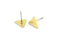Brass Triangle Earring, 10 Raw Brass Triangle Stud Earrings (8x1mm) A3791