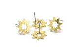 Brass Star Earring, 12 Raw Brass Star Stud Earrings (13x12x1mm) A3798
