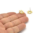 Brass Star Earring, 12 Raw Brass Star Stud Earrings (13x12x1mm) A3798