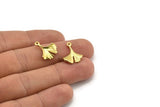 Brass Gingko Pendant, 8 Raw Brass Leaf Charms (18x15mm) N0443