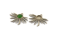 Silver Sun Charm, 2 Antique Silver Plated Brass Sunshine Charm Pendants With 1 Loop, Earrings - Pad Size 8mm (33x25mm) N0753 H0915