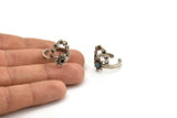 Silver Ring Settings, Antique Silver Plated Brass Moon Phases Shaped Ring With 1 Stone Setting - Pad Size 3mm N0571 H1600