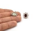 Gümüş Çiçek Küpe, 4 Antik Gümüş Kaplama Pirinç Çiçek Küpe - Ped Boyutu 6x8mm (16x18mm) N2089 H1432