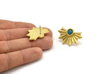 Brass Badge Earring, 2 Raw Brass Rosette Stud Earrings - Pad Size 6mm (33x21mm) N0777
