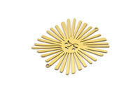 Brass Sun Charm, 2 Raw Brass Sun Charms With 2 Loops, Findings (46x42x0.60mm) A3245