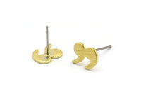 Küpe Çivisi, 12 Dokulu Ham Pirinç - Pirinç Tırnak İşareti Şeklinde Küpeler - Pirinç Küpeler - Küpeler (7x9x0,80 mm) M02331 A0597