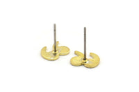 Küpe Çivisi, 12 Dokulu Ham Pirinç - Pirinç Tırnak İşareti Şeklinde Küpeler - Pirinç Küpeler - Küpeler (7x9x0,80 mm) M02331 A0597