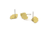 Earring Studs, 12 Raw Brass - Cloud Shaped Stud Earrings - Brass Earrings - Earrings (8x12x0.60mm) A3993