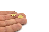 Earring Studs, 10 Raw Brass - Cloud Shaped Stud Earrings - Brass Earrings - Earrings (10x14x0.60mm) A3996
