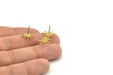 Brass Star Earring, 10 Raw Brass Star Shaped Stud Earrings (14x13x1mm) A4004