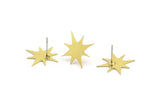 Brass Star Earring, 10 Raw Brass Star Shaped Stud Earrings (18x18x0.60mm) A4013