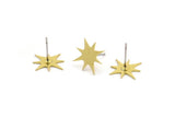 Brass Star Earring, 12 Raw Brass Star Shaped Stud Earrings (14x13x0.60mm) A4006