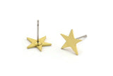 Brass Star Earring, 12 Raw Brass Star Shaped Stud Earrings (9x10x0.80mm) A4005