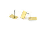 Brass Rectangle Earring, 12 Raw Brass Rectangle Shaped Stud Earrings (10x6x0.80mm) M03377 A4012