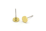 Pirinç Yuvarlak Küpe, 12 Ham Pirinç Küçük Yuvarlak Şekilli Küpe (6x1mm) A3966